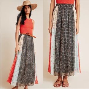 NWT Anthropologie × Verb by Pallavi Singhee Margot Pleated Midi Patchwork Skirt
